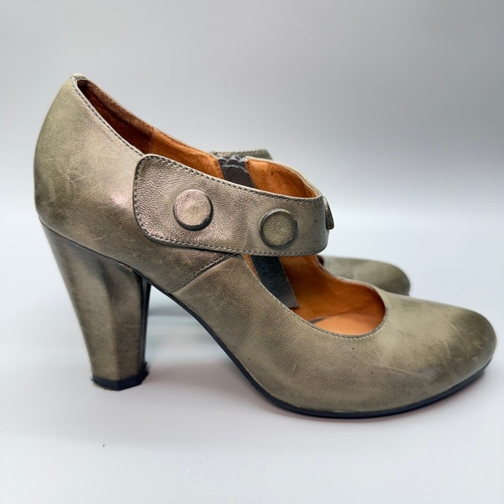 Miz Mooz Women's Shoes Olive Green Leather Mary Jane Heels Size 8